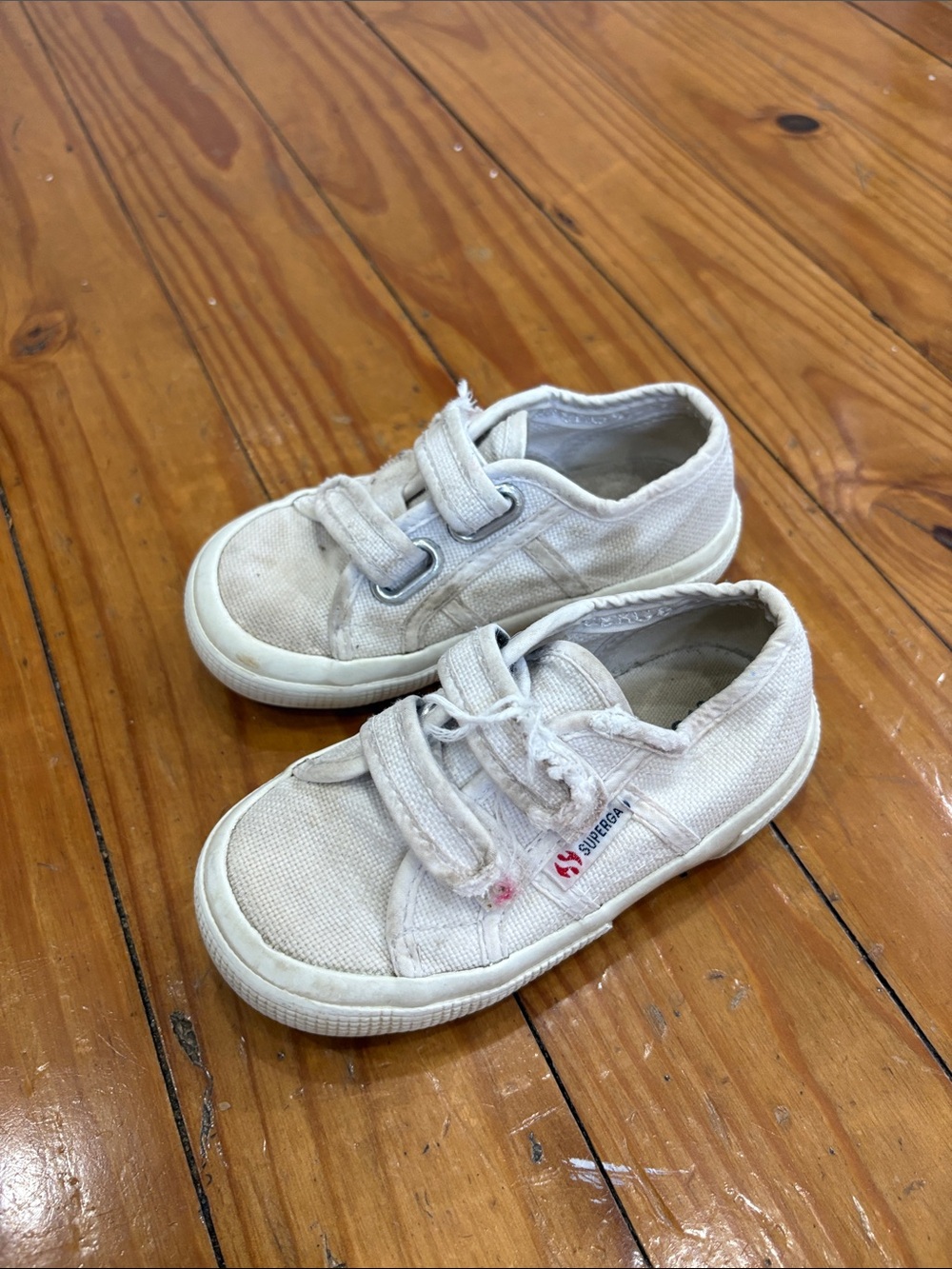 Superga Kids White Canvas Hook-and-Loop Sneakers
